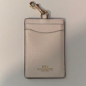 Coach Cream Leather Card Holder with Gold Clip